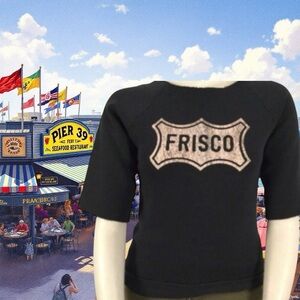 👛2/$20 VINTAGE FABRICS: FRISCO Raw Edge Neckline/Sleeves Sweatshirt - See Measu…